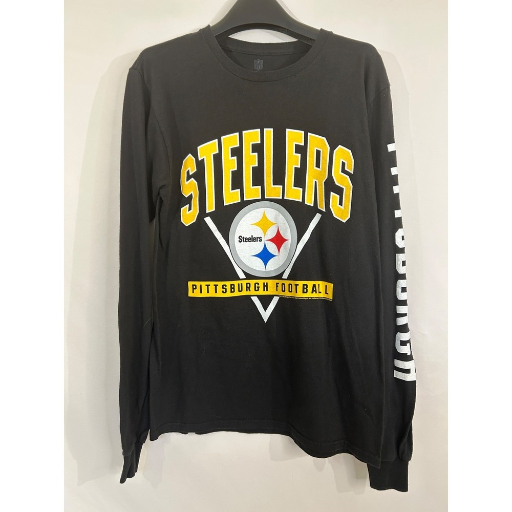 Pittsburgh Steelers NFL‎ Apparel T-Shirt Size Small Black NFL Sleeve Graphic